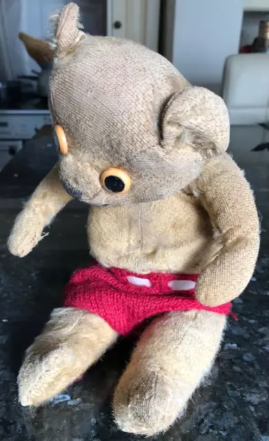 Very Old Vintage Teddy Bear 5 Way Jointed Moving Arms Legs Head Brown 36cm