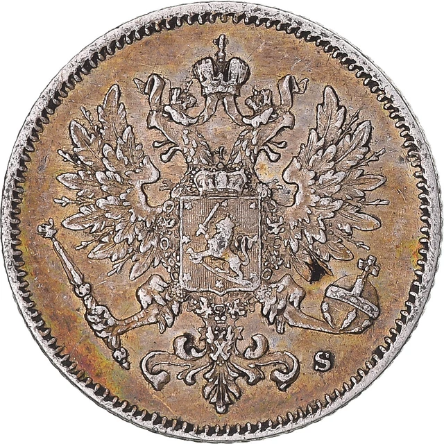 [#1174418] Coin, Finland, Nicholas II, 25 Penniä, 1915, Helsinki, AU, Sil, ver