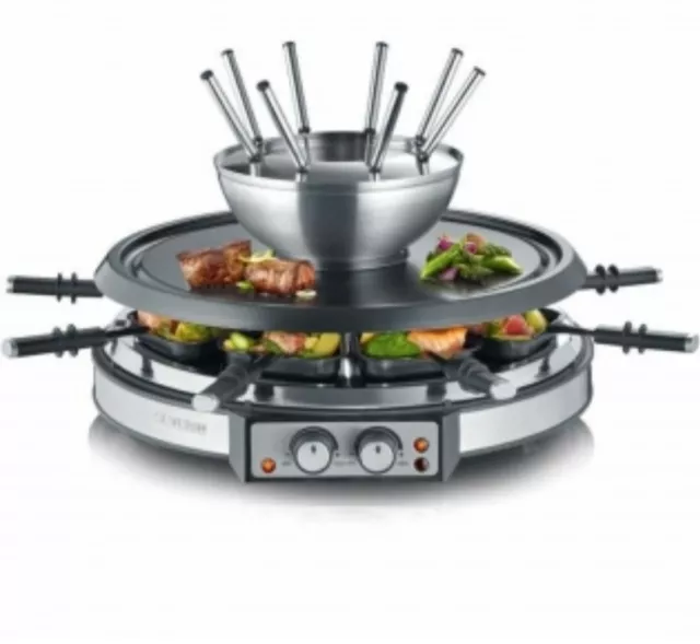 Appareil À Fondue Multifonction, Raclette Et Gril En Inox