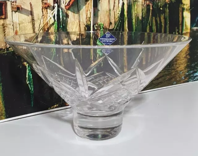 Edinburgh Crystal Cut Glass Footed Bowl Vase Diameter 18cm -Excellent