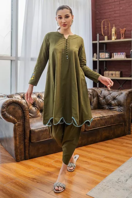 Ladies Designer Pakistani 2 Pc Stitched Ego Suit Size Small