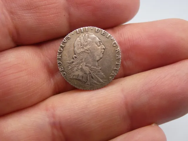 Antique 1787 George III Sterling Silver Sixpence Coin - Nice Detail - #1