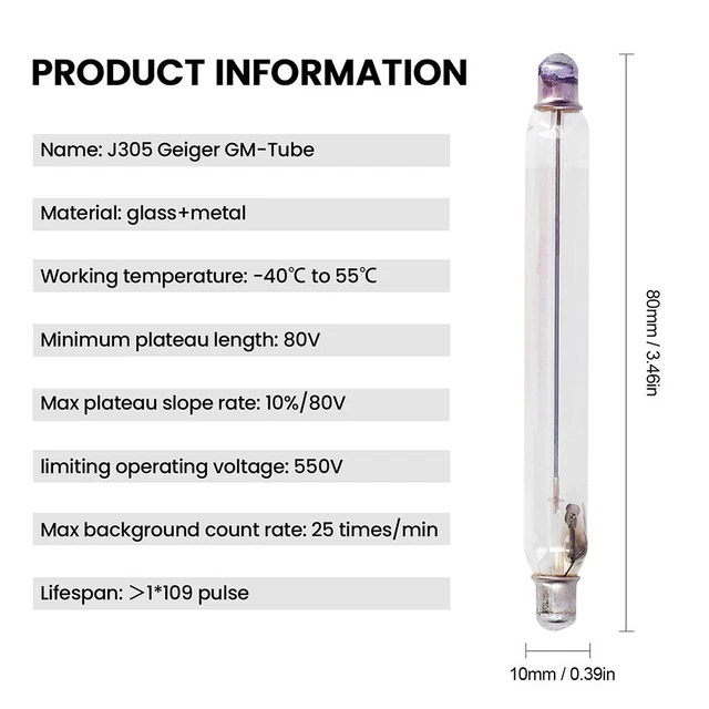 Tubo Geiger 88*10*10 mm accessori tubo contatore per IoT aperto durevole