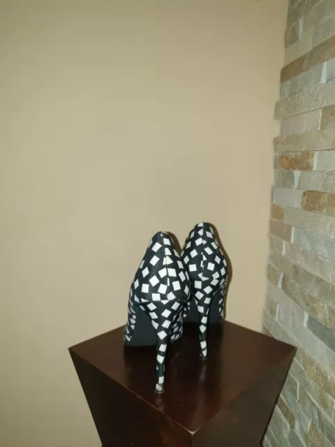 NEXT chaussures femmes à talons hauts tissu noir et blanc UK s5,5/EUR38,5 d'occasion