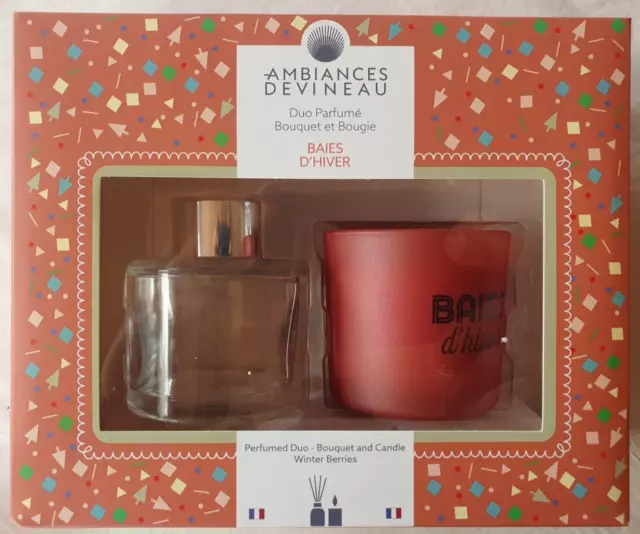 Duo parfumé bouquet et bougie baies d'hiver marque Devineau neuf