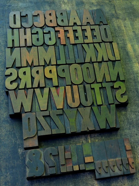 A-Z ANCIENS CARACTÈRES d'imprimerie en bois typographie imprimeur