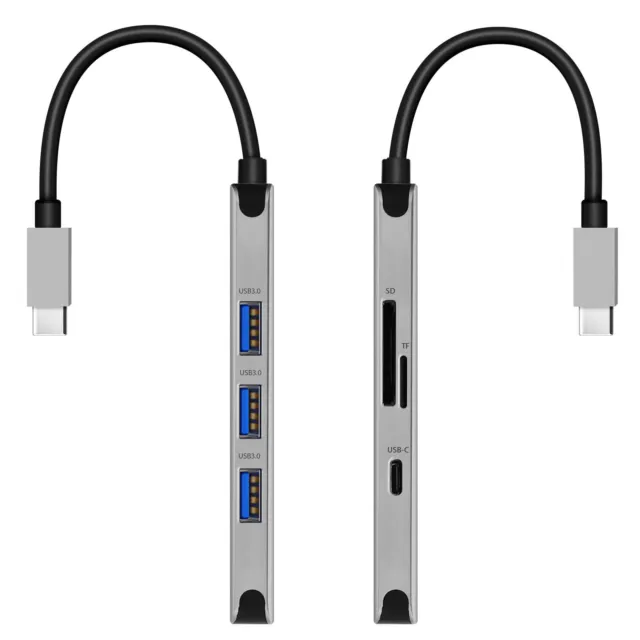 Hub USB-C 6 en 1 3x USB 1x USB-C Power Delivery 100W Entrée SD Micro-SD Swissten