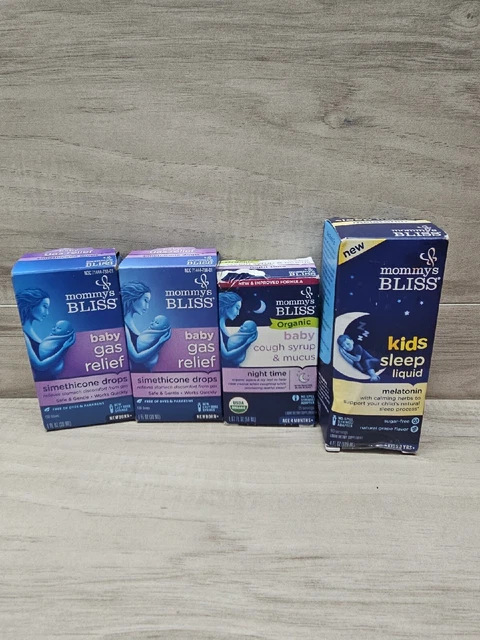 Lot of 4 Mommy's Bliss Newborn Essentials Gas Relief, Cough Syrup Melatonin