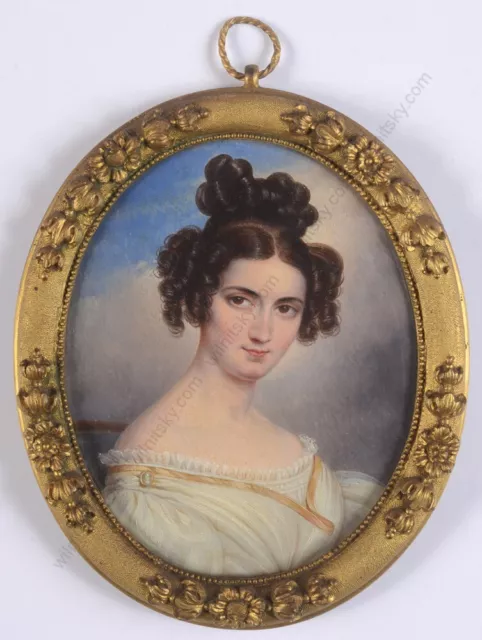 Attrib. to Moritz Michael Daffinger "Young lady in white" miniature, 1830/35 (m)