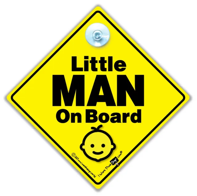Letrero de automóvil Little Man a bordo, letrero de ventosa bebé a bordo, niño a bordo