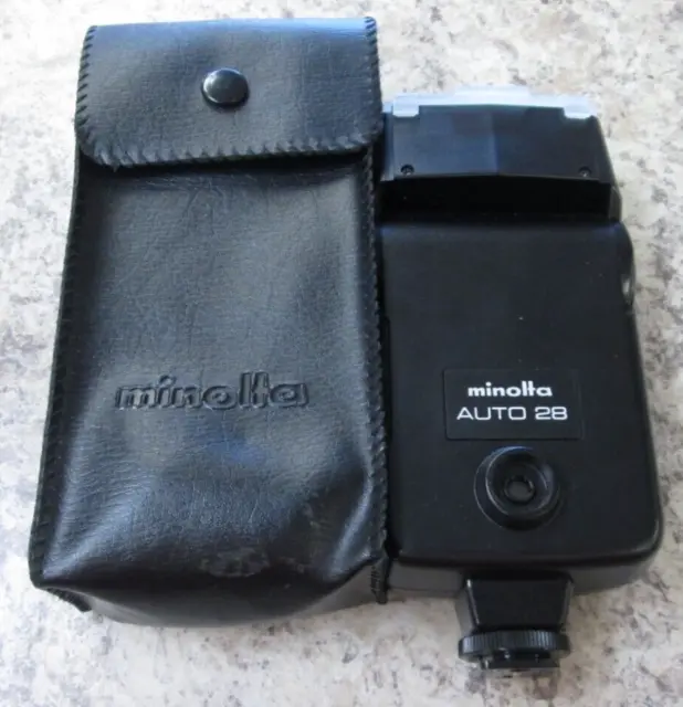Minolta AUTO 28 Speedlight Flash -Camera Accessories w/case - Untested