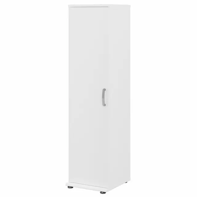 Universal Narrow Linen Tower with Door in White - Engineered Wood