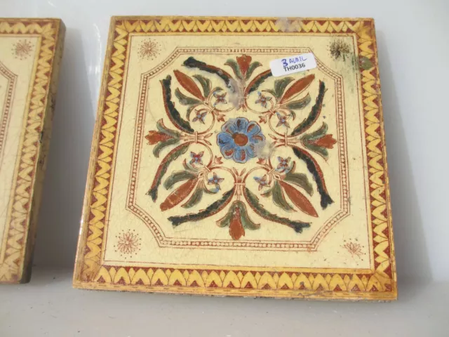 Antique Ceramic Tile Architectural Vintage Floral Flower Flowers Art Nouveau Old