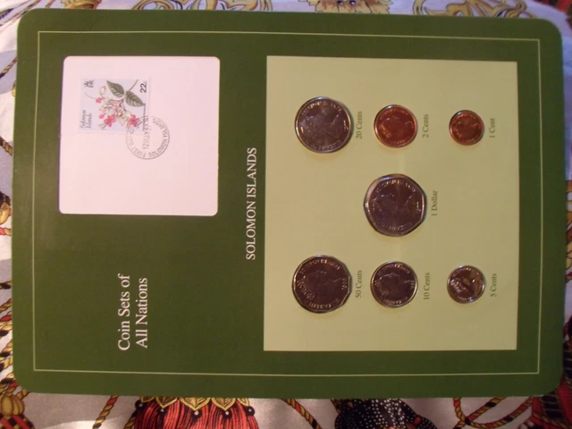 Coin sets of all Nations Solomon Islands w/card 1977-1988 UNC 5 cents 1980FM(U)
