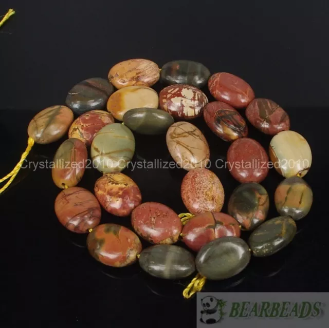 Natural Picasso Jasper Gemstone Oval 11mm x 15mm Crafts Spacer Loose Beads 15"