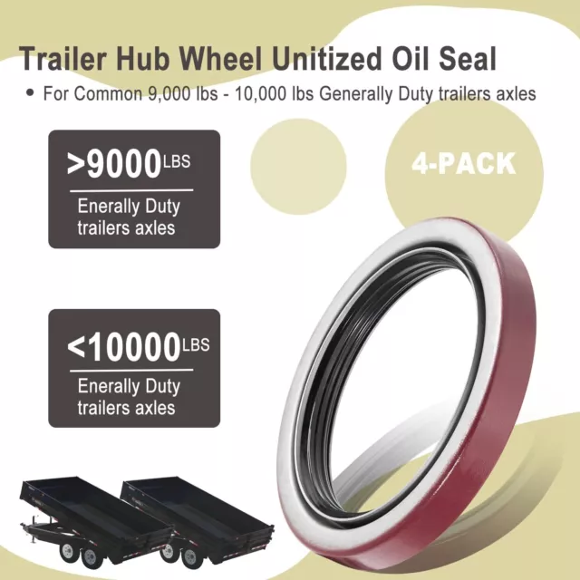 4X 370150BGO Trailer Wheel Hub Unitized Oil Seal 10-51 For Dexter 9K-10K GD Axle 2