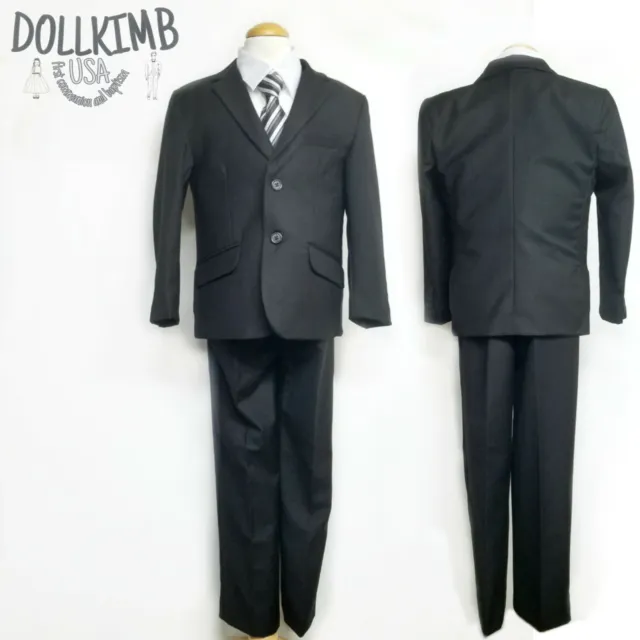 Suit for boy Slim Fit 2 Button Notch Lapel. Kids. Traje negro de Gala para niÑo