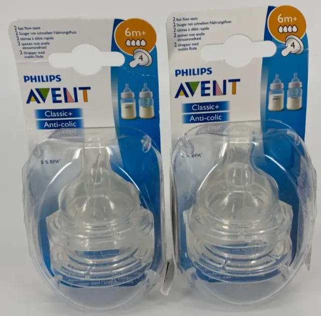 Philips Avent Anti-Kolik-Sauger (Modell SCF634/27) 6m+ 2 mal 2er-Pack