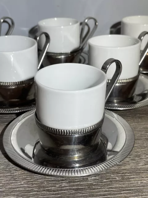 Service de 6 tasses à café + supports et soucoupes. Orfèvrerie « Létang Rémy » 3