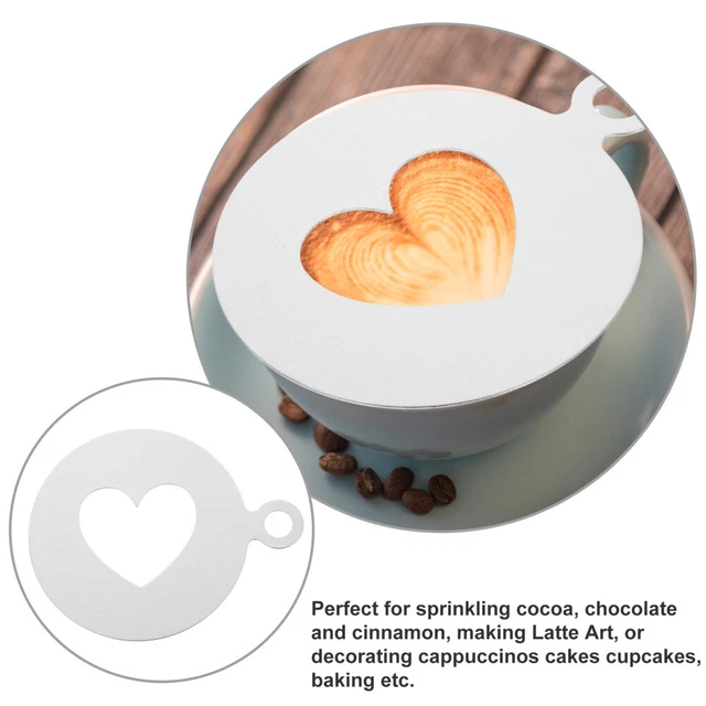 5 Pochoirs En Inox Pour Latte Art – Cœurs, Étoiles, Motifs Café – Décoration Cappuccino & Gâteaux