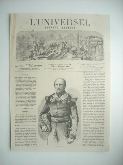 Gravure 1864. L’amiral Victor Joseph Charner, Ne A Saint-Brieuc.