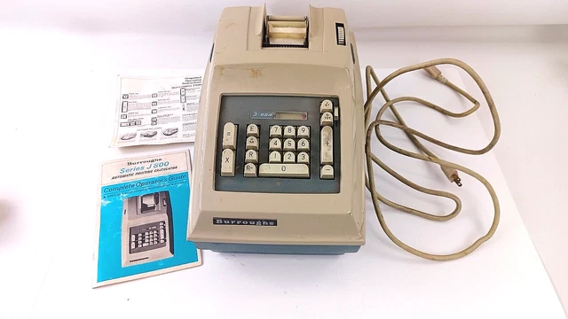 Burroughs Electric Adding Machine Calculator J-804 Auto Vtg Print Parts/Repair