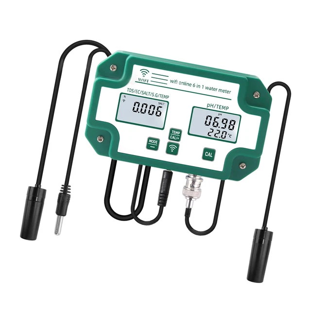 6 in 1 Digital WiFi Water Quality Tester TDS/EC/SALT/PH/TEMP Meter Multifuncti3b