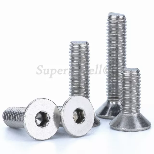 M6 M8 M10 Flat Head Socket Cap Screws Allen Bolts Hex Drive - A4 316 Stainless