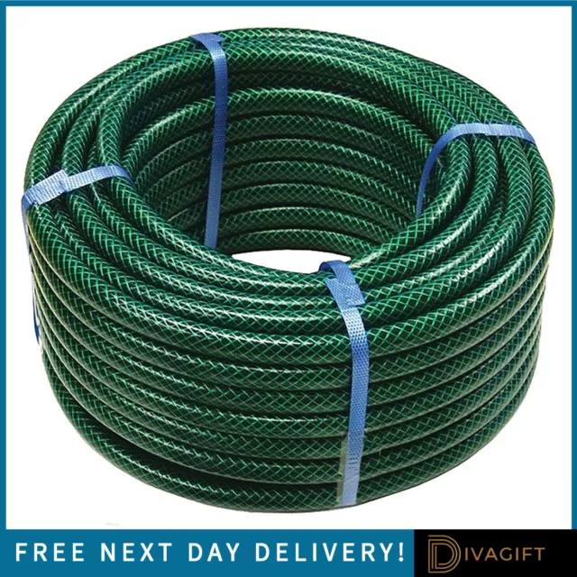 30M 50M 75M 100M Garden Hose Pipe Reinforced Braided Pvc Watering Hosepipe New