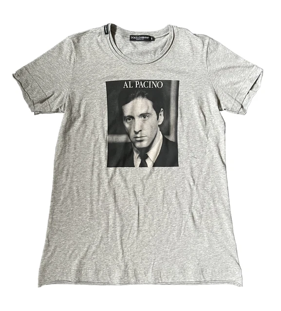 DOLCE GABBANA MENS mainline Grey Al Pacino Print Tshirt IT 46