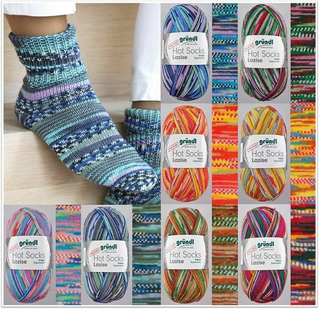 100g Gründl Hot Socks Lazise 4-fach Sockenwolle Garn zum Stricken GP 64,90€/1kg