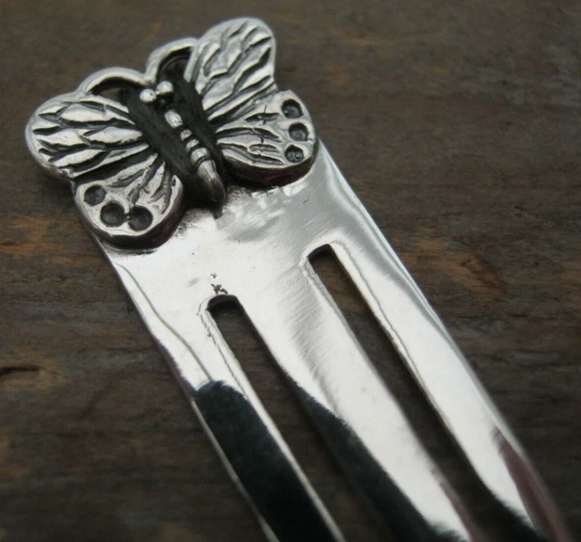 Beautiful Solid Silver 925 Bookmark With A Butterfly Topper - Paper / Money Clip