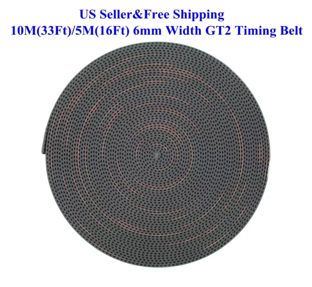 US 10M(33Ft)/5M(16Ft) 6/10mm Width GT2 Timing Belt For RepRap 3D Printer Prusa