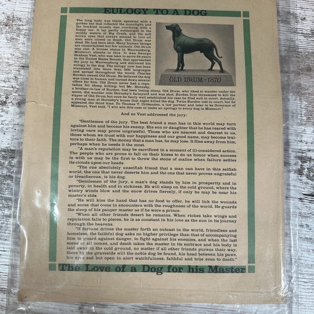 Eulogy on the Dog - A Tribute to the Best Friend of Man, VINTAGE