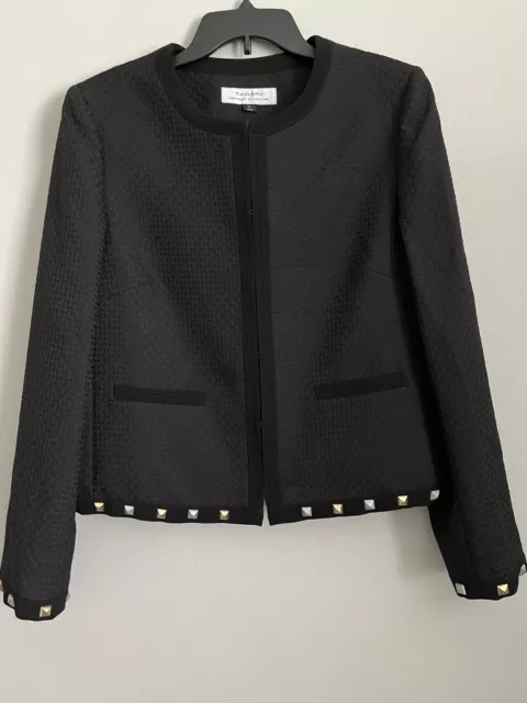 Tahari Auther Levine Womens Size 12 Blazer Black Wear To Work