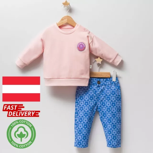 Baby Mädchen Langarmshirt mit Babyhose Outfit Babykleidung 2teilig