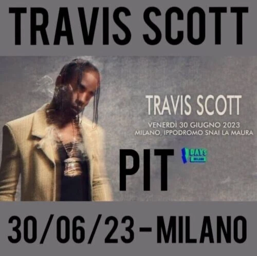 Biglietto Travis Scott Milano Ippodromo SNAI 30 Giugno 2023 Ingresso Giallo