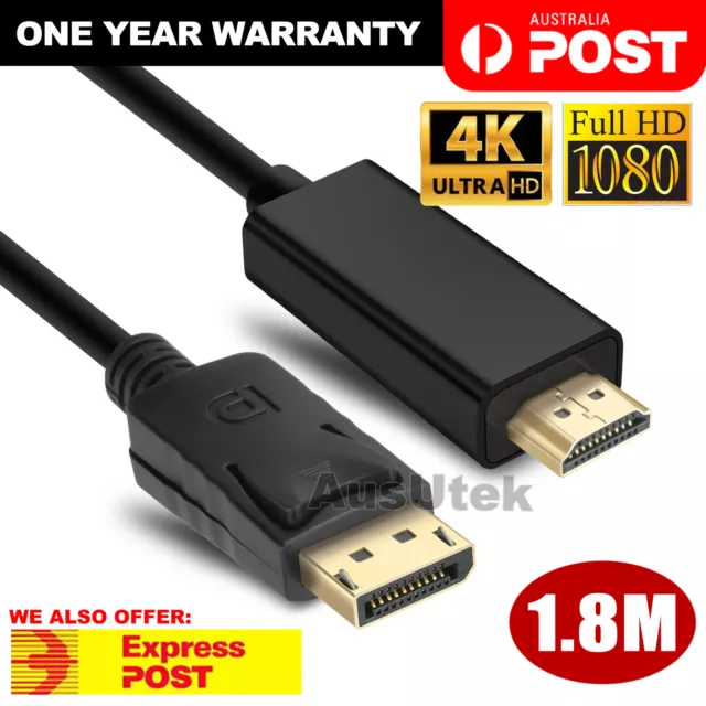 Displayport DP to HDMI Cable Male to Male HD 4K 1080P High Speed Display Port OZ