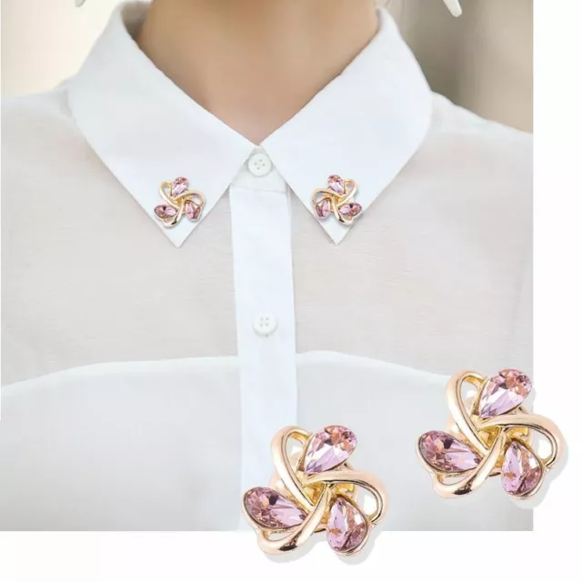 1pc Crystal Small Flower Rhinestone Collar Pins Women Brooch Scarf Clip Accessor