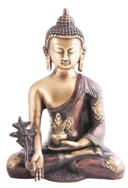 Medizin Buddha Messing 19,5 cm 1,7 kg Heilung Skulptur Deko Figur