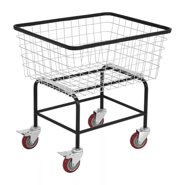 2.5 Bushel 26.7x21.5x11.4'' Wire Laundry Cart Metal Basket Commercial w/ Wheels
