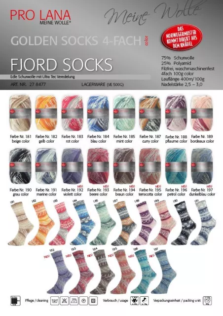 Pro Lana Golden Socks Fjord Sockenwolle Norweger Muster 4fach 100 g *neue Farben