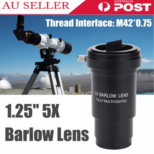 Achromatic 5X Barlow Lens M42 1.25' 31.7mm Multi-coated for Telescope Eyepiece
