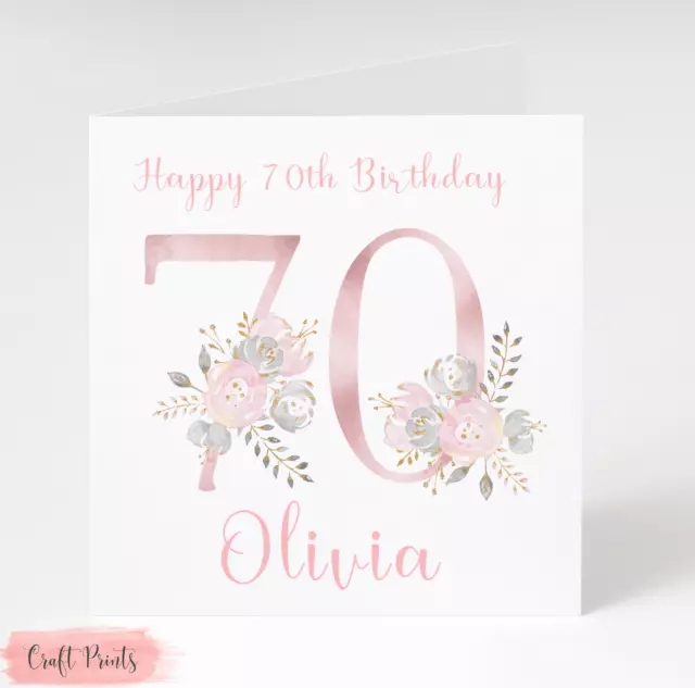Personalised 70th Birthday Card Daughter Mum Sister Granddaughter Friend Niece