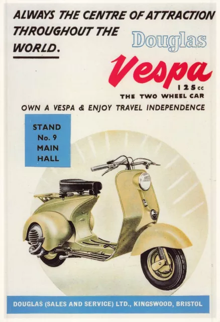 Douglas Vespa Vintage Motorcycle AD London British Postcard Reprint