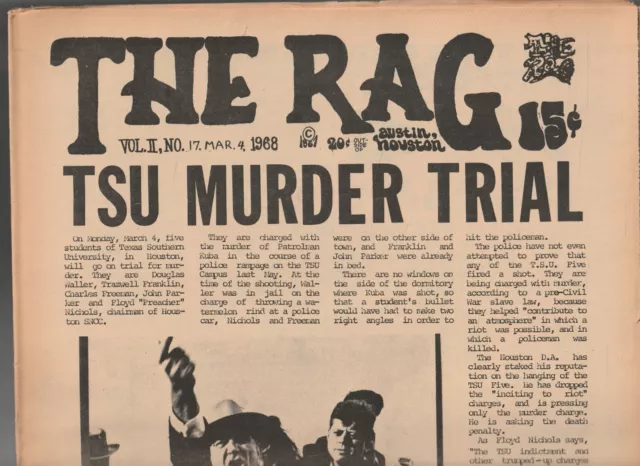 Underground Newspaper , THE RAG , AUSTIN TEXAS ,Social History ,MARCH 4 , 1968