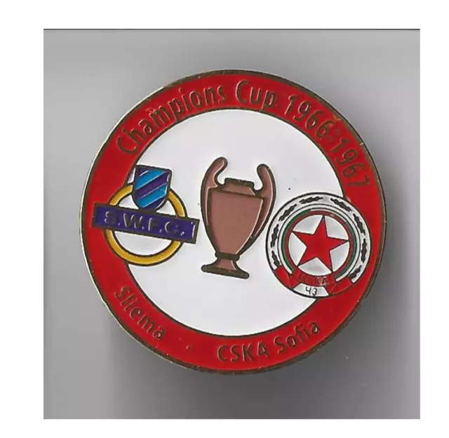 football pin badge CSKA Sofia Bulgaria - Sliema Malta 1966-1967 #8