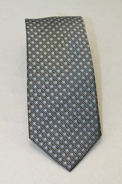 David Donahue Men's Charcoal Gray Geometric Pattern Silk Tie MSRP $135