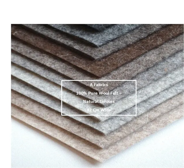 100% Merino wool felt 1mm thick per metre & sheets natural melange colours