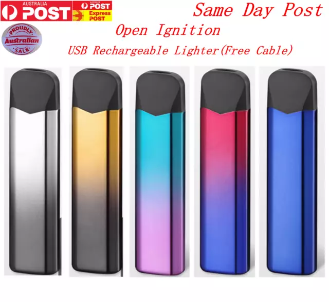 Slim Electric Flameless Lighter Windproof Outdoor USB Rechargeable Open Ignition